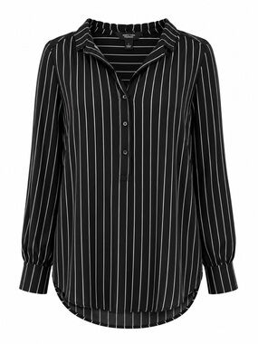 Simply Vera by Vera Wang Black and White Striped Button-Up Blouse